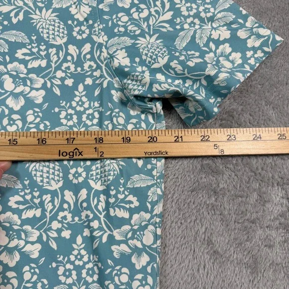 Reyn Spooner Performance Polo Shirt Mens Medium Blue Floral Pineapple Limited - Picture 7 of 8